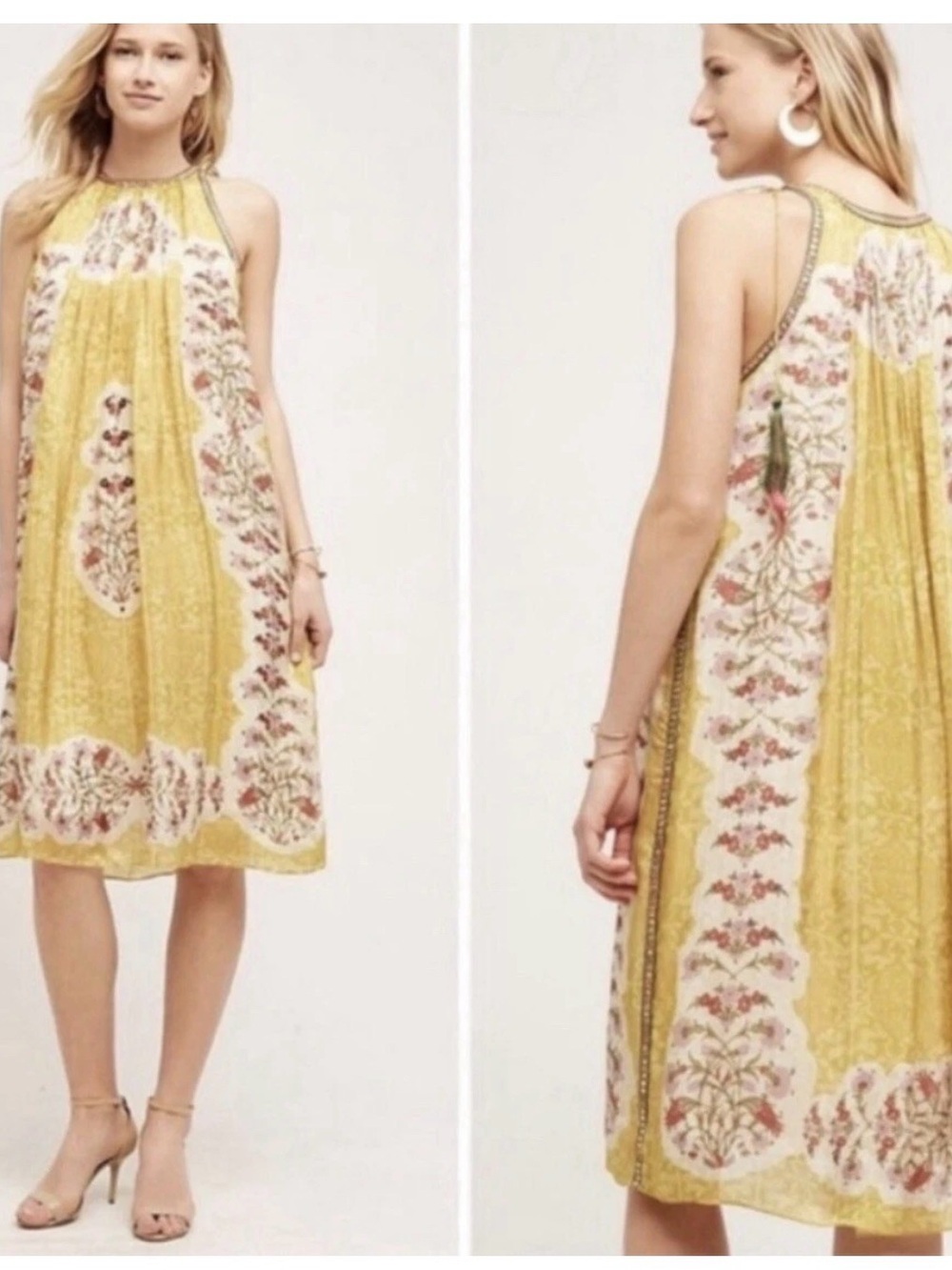 NWT Anthropologie Bhanuni by Jyoti Soleil Floral Tassel Shift Swing Dress SP